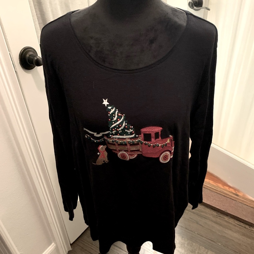 Karen Scott T Shirt, Scoop Neck, 3/4 Sleeves, 2X